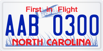 NC license plate AAB0300