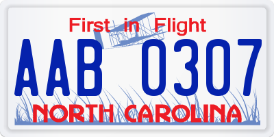 NC license plate AAB0307