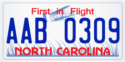 NC license plate AAB0309