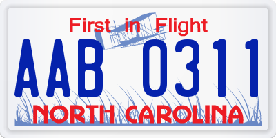 NC license plate AAB0311