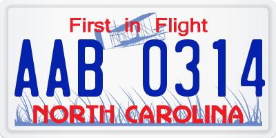 NC license plate AAB0314