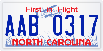 NC license plate AAB0317