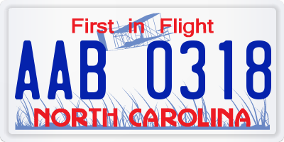 NC license plate AAB0318