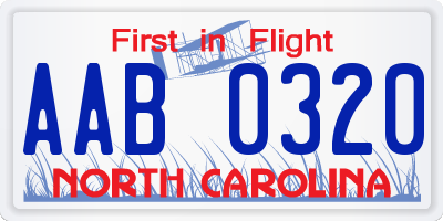 NC license plate AAB0320