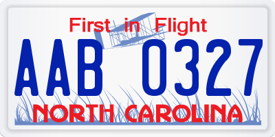 NC license plate AAB0327