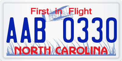 NC license plate AAB0330