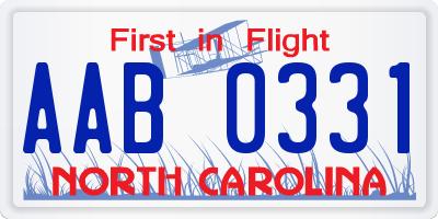 NC license plate AAB0331