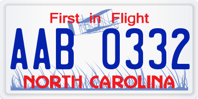 NC license plate AAB0332