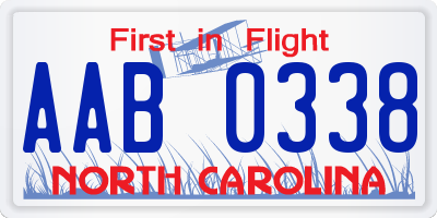 NC license plate AAB0338