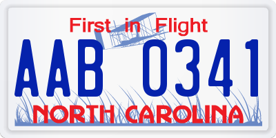 NC license plate AAB0341