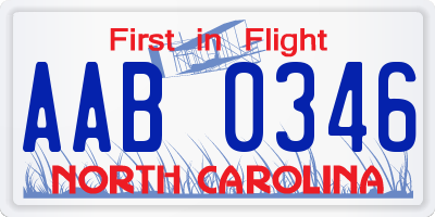 NC license plate AAB0346