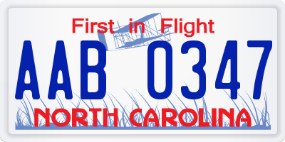 NC license plate AAB0347