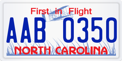 NC license plate AAB0350