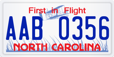 NC license plate AAB0356