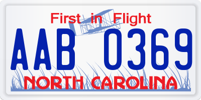 NC license plate AAB0369