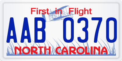 NC license plate AAB0370