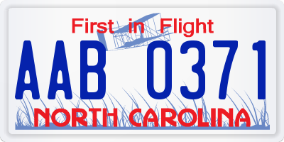 NC license plate AAB0371