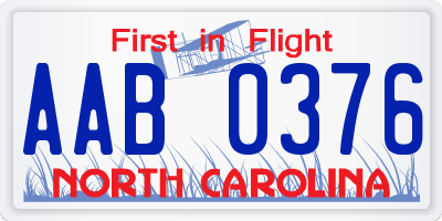 NC license plate AAB0376