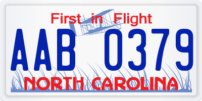 NC license plate AAB0379