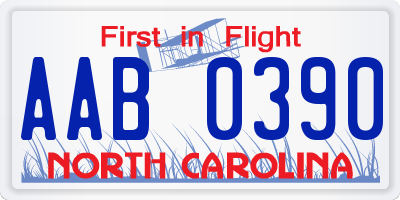NC license plate AAB0390