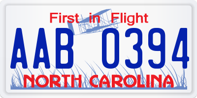 NC license plate AAB0394