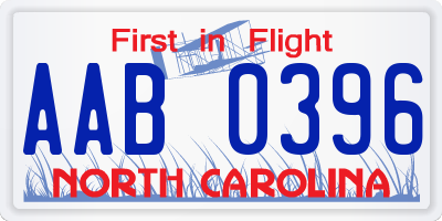 NC license plate AAB0396