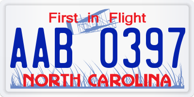 NC license plate AAB0397