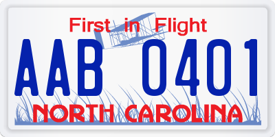 NC license plate AAB0401