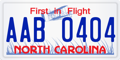 NC license plate AAB0404