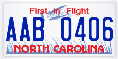 NC license plate AAB0406