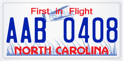 NC license plate AAB0408