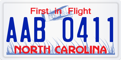 NC license plate AAB0411