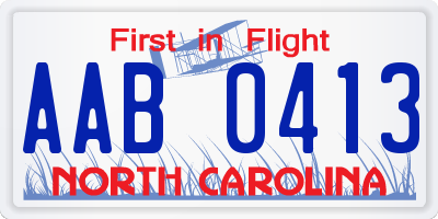 NC license plate AAB0413