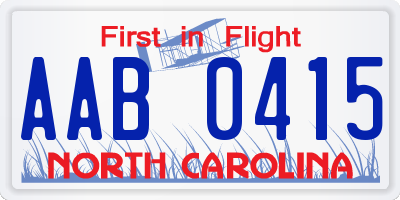 NC license plate AAB0415