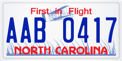 NC license plate AAB0417