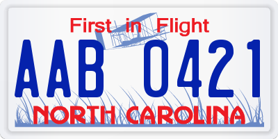 NC license plate AAB0421