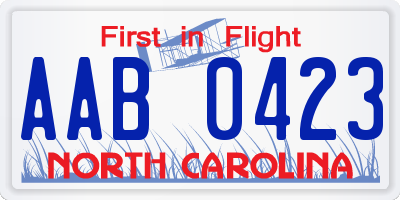 NC license plate AAB0423