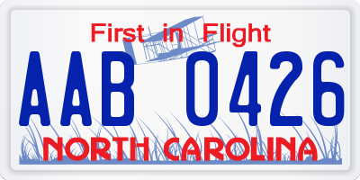 NC license plate AAB0426