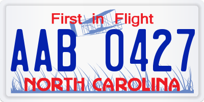 NC license plate AAB0427