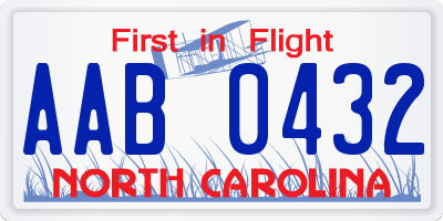 NC license plate AAB0432