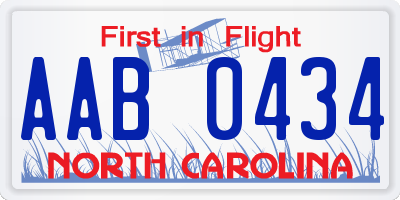 NC license plate AAB0434