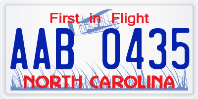 NC license plate AAB0435