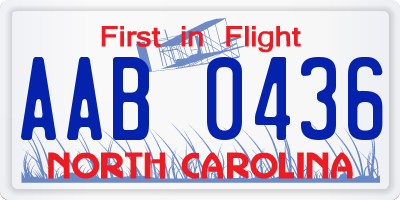 NC license plate AAB0436