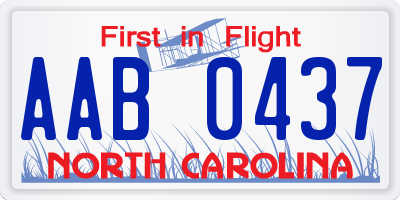 NC license plate AAB0437