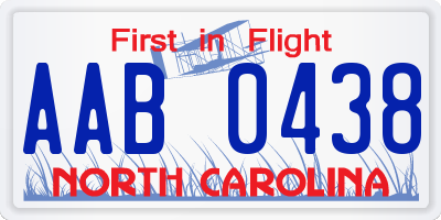 NC license plate AAB0438