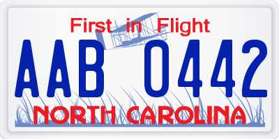 NC license plate AAB0442