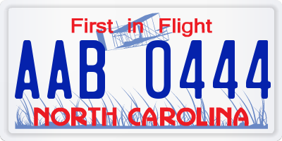 NC license plate AAB0444