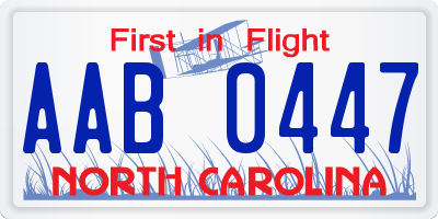 NC license plate AAB0447