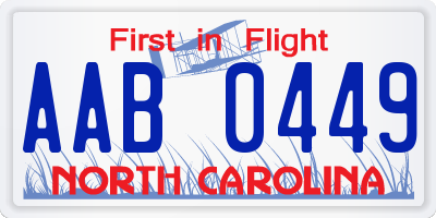 NC license plate AAB0449