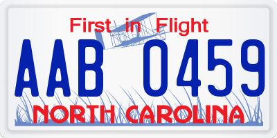 NC license plate AAB0459